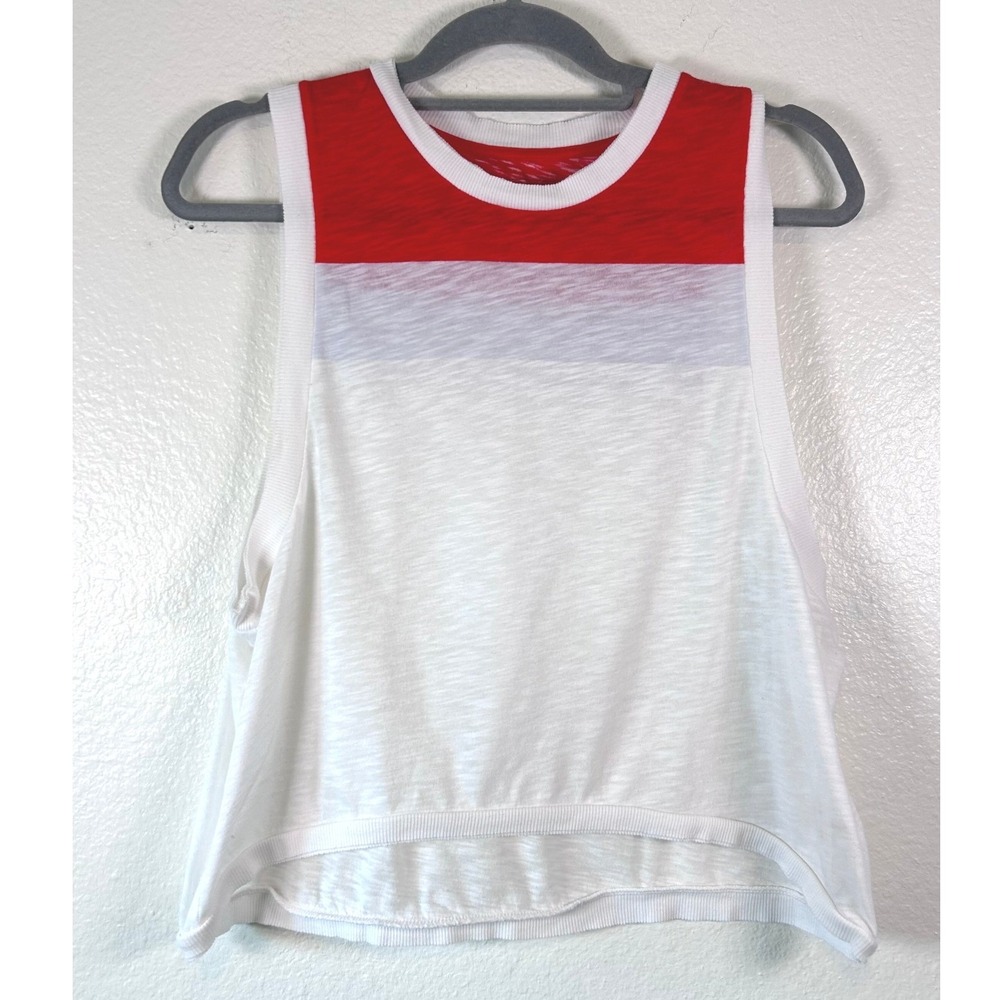 Free People FP Movement Muscle Tank Top Red White Colorblock Size Small